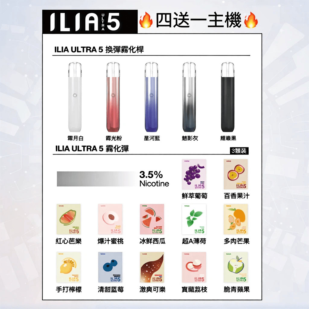 【買五送一】哩亞 ILIA ULTRA 5 五代煙彈 | 強勁擊喉 2ml容量 35mg尼古丁:圖片 2